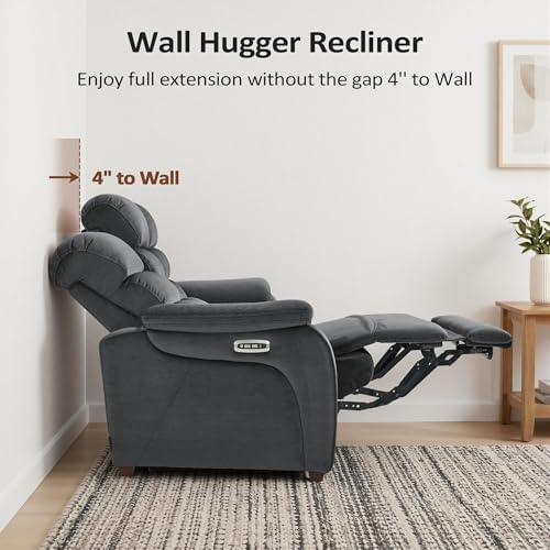 MCombo 87.2'' Wall Hugger Power Recliner Sofa, ST258M3 (Dark Grey)