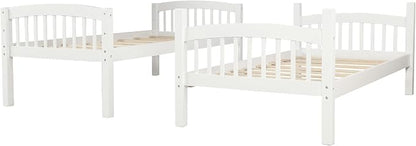 Merax Twin Over Twin Bunk Bed with Ladder and Guardrails,Convertible Bunk Bed can be Two Platform Beds(White)
