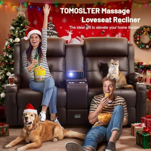 RV Loveseat Recliner Sofa, Home Theater Seating with Console & Massage