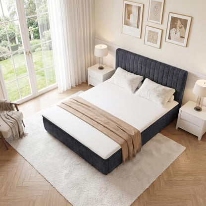 Queen Compression Bed Boneless Bed Frame with Mattress and Headboard