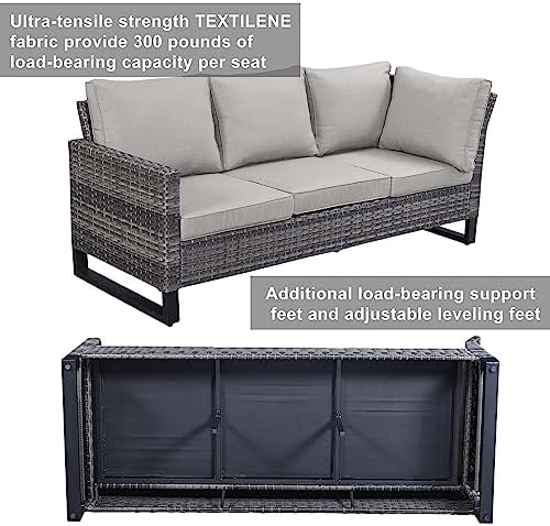 Belord Outdoor Sectional Sofa 6 Seater L Shaped Couch Wicker Patio Conversation Furniture Set Rattan Outdoor Furniture with Removable Washable Cushion Beige
