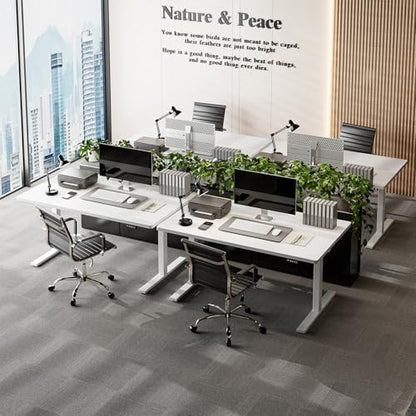 Grandder 47x32 Large Electric Standing Desk, Height Adjustable Computer Desk with 2 Memory Presets, 31.5" Deep Desktop Sit Stand Desk Home Office Desk Workstation Table with Hooks, White