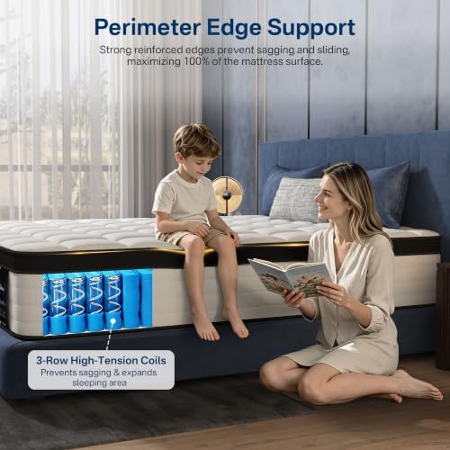 LETMOON 14 Inch California King Mattress, Medium Hybrid Pocket Spring