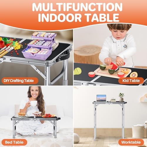 FUNYKICH 2ft Folding Camping Table 22.8''x15.7''x27.5'',3 Height Adjustable