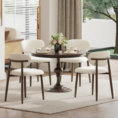 MALOL Upholstered Dining Chairs Set of 4 with Curved Back, Beige
