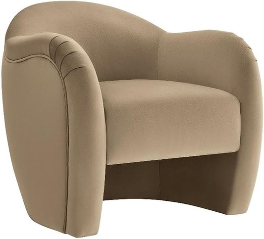 Modway Compose Barrel Chair with Performance Velvet Fabric in Taupe – Upholstered Accent Armchair with Curved Backrest – Cozy Lounge Chair for Reading – Round Comfy Single Sofa Club Chair