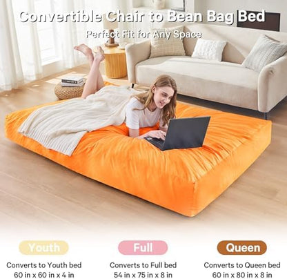 Bean Bag Chairs for Adults - Giant Bean Bag Convertible Floor Sofa