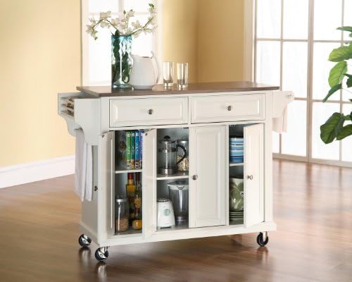 Crosley Furniture Full Size Rolling Kitchen Island, Stainless Top