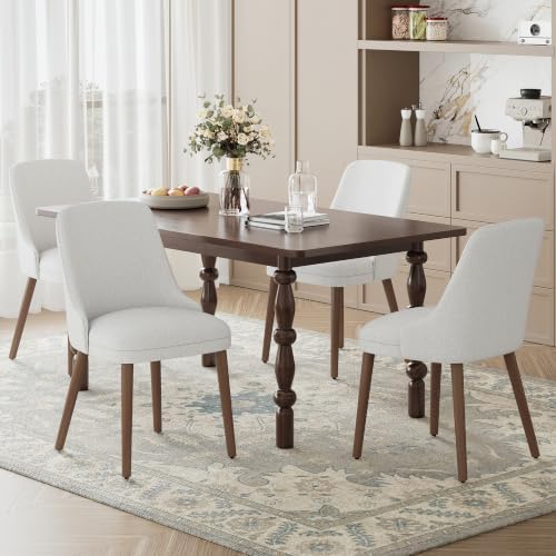 MALOL Upholstered Dining Chairs Set of 4 with High-Back, Light Grey