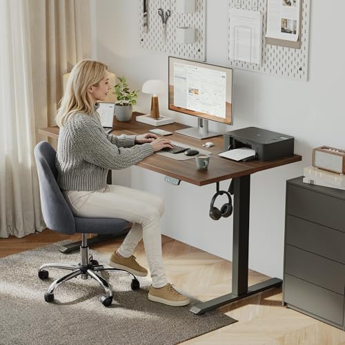Klicelor 48 x 24" Electric Standing Desk, Height Adjustable, Dark Walnut
