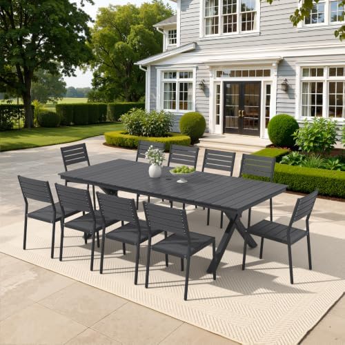 Pellebant 11-Piece Outdoor Patio Dining Table Set for 10 Person