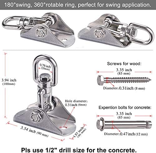 BeneLabel Swing Hanger 304 Stainless Steel Ceiling Swing Mount 1000 LB Capacity Swings Hardware 360° Swivel Hook for Yoga Punching Bag, Hammock Chair, Porch Swing, Hanging Chair
