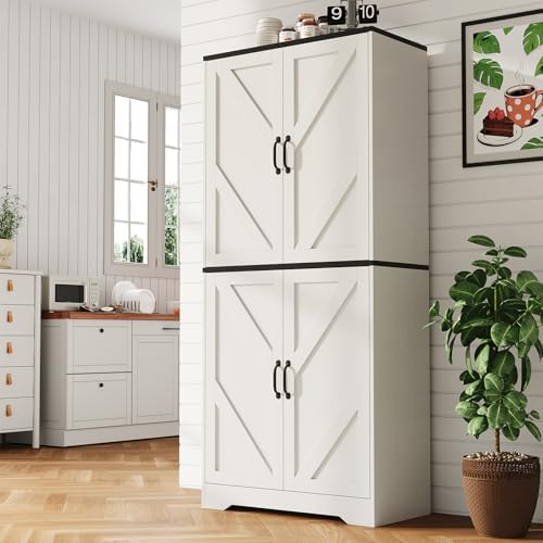 IDEALHOUSE 70" Kitchen Pantry Storage Cabinet with 3 Adjustable Shelves