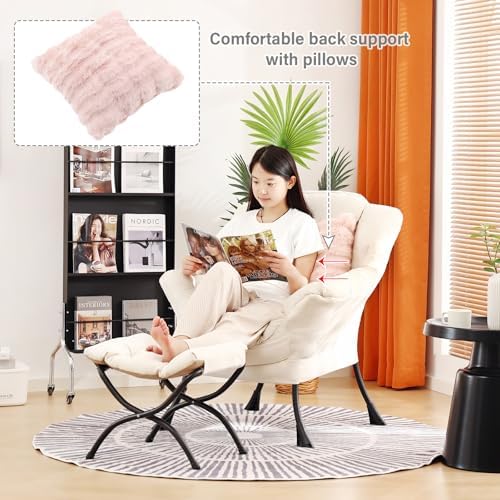 Lazy Chair with Ottoman, Comfy Reading Chair for Bedroom