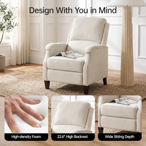 VKNOW Recliner Chair, Fabric Recliner with Adjustable Back, Beige
