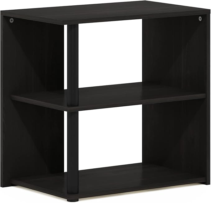 Furinno CAMNUS Side Table, 2-Tier Modern Metal Frame End Table with Open Shelf, Night Stand, Bedside Table, for Living Room, Bedroom, Solid White