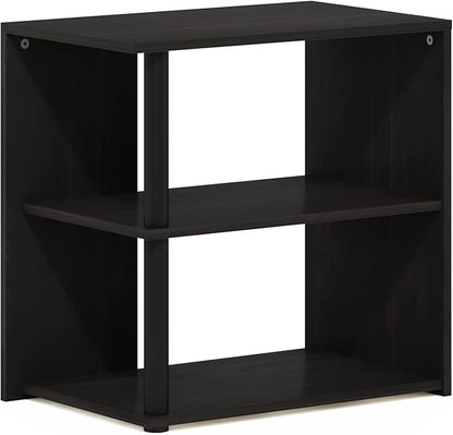Furinno CAMNUS Side Table, 2-Tier Modern Metal Frame End Table with Open Shelf, Night Stand, Bedside Table, for Living Room, Bedroom, Solid White