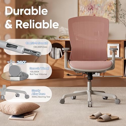 ELABEST Mesh Office Chair,Ergonomic Computer Desk Chair,Sturdy Task Chair- Adjustable Lumbar Support & Armrests,Tilt Function,Comfort Wide Seat,Swivel Home Office Chair