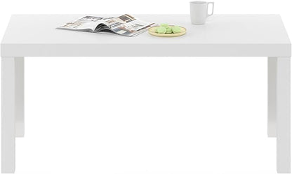 Furinno CLASSIC Coffee Table, Modern Rectangle Printer Stand, White | 1.8" Triple Thick Tabletop, Toolless Assembly, Side Table, for Living Room, Home Office