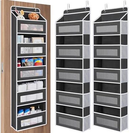 JARLINK Over the Door Organizer for Pantry, Bathroom, 5 Shelf Black, 2 Pack