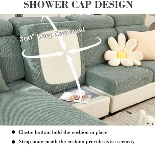 Sofa Covers Couch Covers for Sofa Pet Friendly Couch Cushion Covers Universal Sofa Covers Washable Stretch Slipcovers for Sectional Sofa (Texture Green,Large Single Seat Cover)