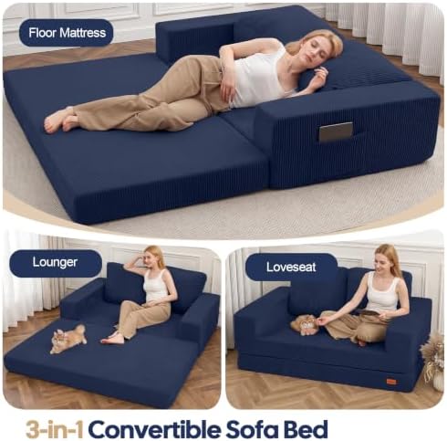 COMAX Futon Sofa Bed, Convertible Sofa Bed, Folding Boneless Couches