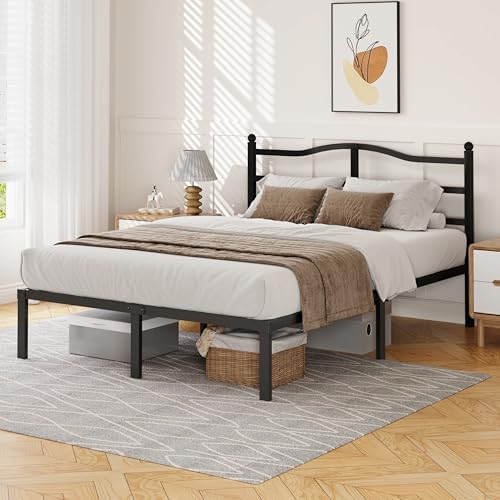 Snaye 14 Inch Queen Bed Frame with Headboard, Heavy Duty Metal Platform Bed Frame Queen Size Mattress Foundation with Sturdy Steel Slats, Easy Assembly Noise Free