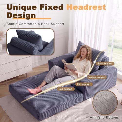 Boneless Convertible Futon Sofa Bed, Corduroy Folding Floor Sleeper Chair