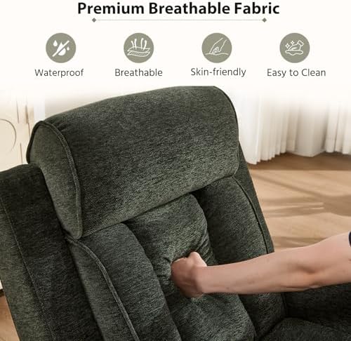 HAOMARKETS 2-Piece Manual Recliner Sofa Set, Included Single Recliner Chair and 3-Seater Reclining Couches, Overstuffed Fabirc Reclining Couches with Cup Holders for Living Room, Green