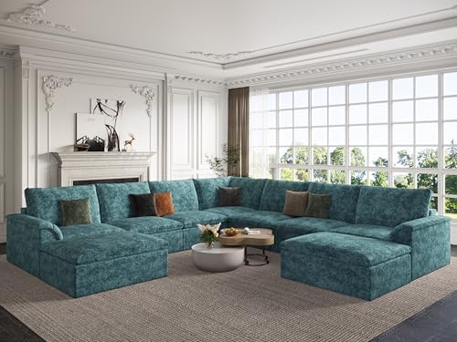 EASE MOOSE Boneless Couch for Living Room, Large Modular Sectional, Blue