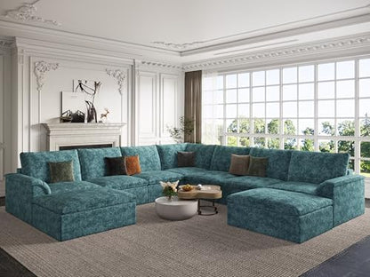 EASE MOOSE Boneless Couch for Living Room, Large Modular Sectional, Blue