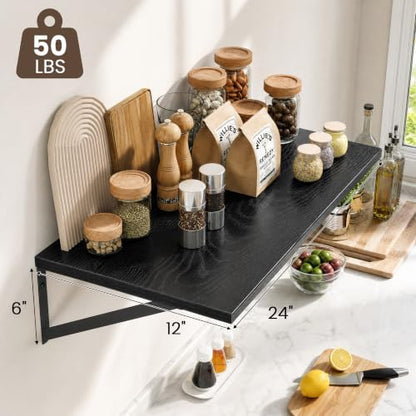 Dreamland Wall Mounted Floating Shelves Set of 3, 24x12, Black
