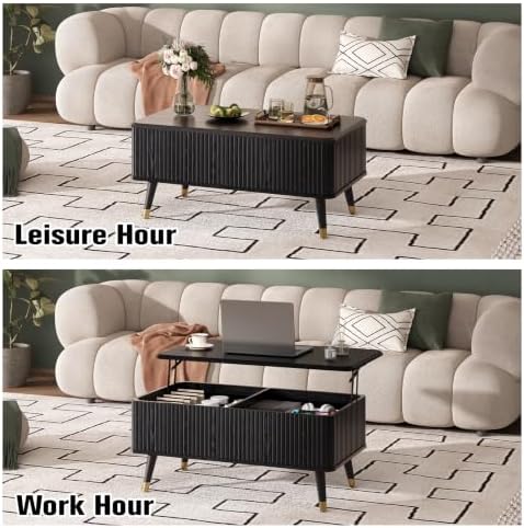 Black Lift Top Coffee Table with Storage for Living Room,38"