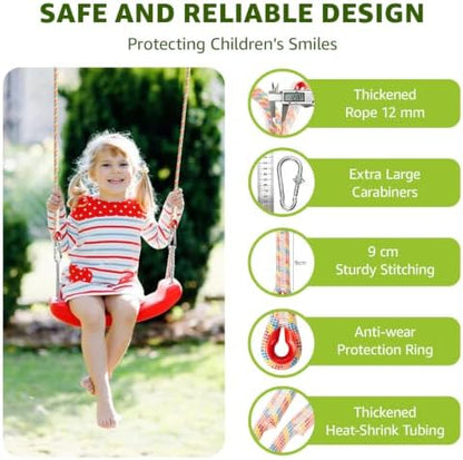 12mm Tree Swing Ropes with Locking Carabiners, 2 Pack-6FT, Rainbow