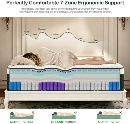 (Hotel-Level) Luxury 18 Inch King Size Hybrid Bed Mattress in a box