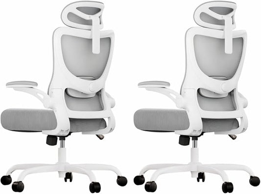Marsail Ergonomic Office Chair with 3D Armrests, Pack of 2 | Office Desk Chair with High Back Mesh, Adjustable Lumbar Support, Rolling Work Swivel Task Chairs with Wheel, Headrest, home