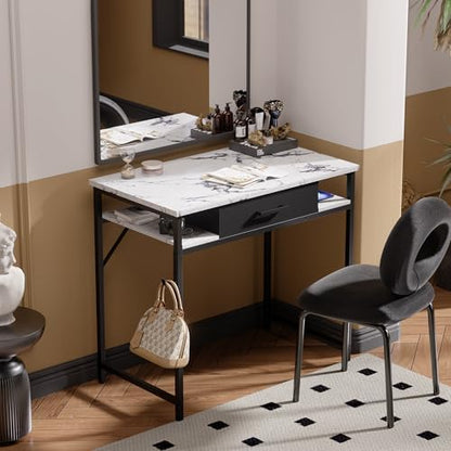 Pamray 32 Inch Small Computer Desk with Drawers for Bedroom Small Spaces