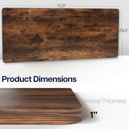 VIVO 71" x 30" Vintage Brown Solid Table Top