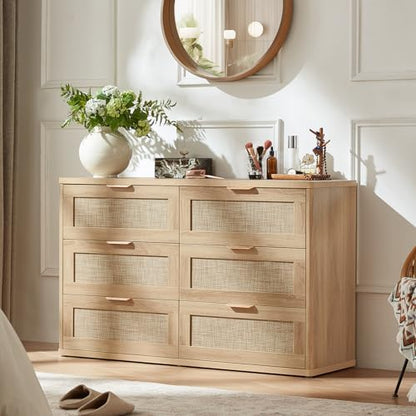 LEYAOYAO Rattan Dresser for Bedroom, 48'' Drawers Dressers