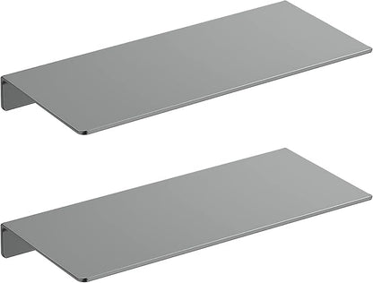 Danpoo 12 inch Gray Metal Floating Shelves for Wall Organizer & Storage, Display Shelves for Bathroom, Living Room, Kitchen, Bedroom(2-Pack)