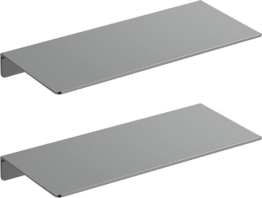 Danpoo 12 inch Gray Metal Floating Shelves for Wall Organizer & Storage, Display Shelves for Bathroom, Living Room, Kitchen, Bedroom(2-Pack)