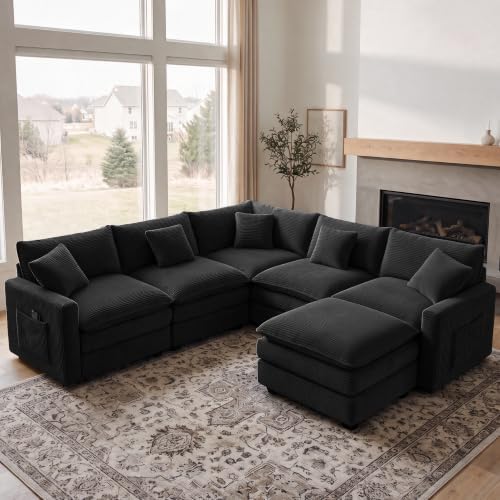 Oversized Cloud Couch Sectional, Corner Modular Sectional Sofa with Ottoman