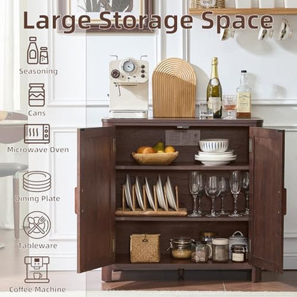Joaxswe 2 Sideboard Buffet Cabinet with Storage, 31.5" Arc-Shaped Credenza