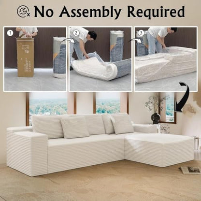 Boneless Couch Modular Sectional Sofa Cloud Corduroy Couch