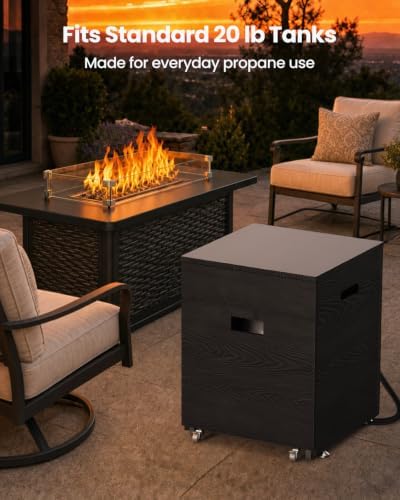 Ciays Propane Tank Cover Table, Slide-Out Tank Tray with 4 Wheels