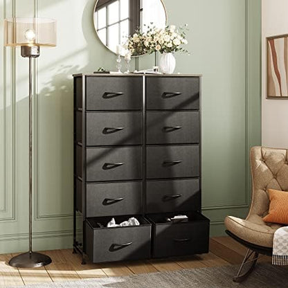 WLIVE Tall Dresser for Bedroom with 10 Drawers, Black