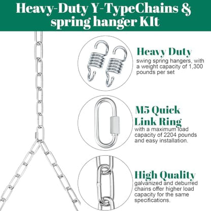 Heavy Duty Porch Swing Hanging Chain Kit, 1500 Lbs, 8 FT, Silver