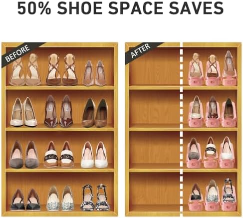 Shoe Slots Organizer 36 Pack - Shoe Organizer Space Saver 50%,Adjustable Thickening Shoe Stackers for a pair of Shoes,Shoe Storage Shoe Rack Holder for closet organization,organizador de zapatos,Pink
