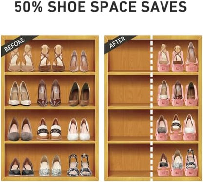 Shoe Slots Organizer 36 Pack - Shoe Organizer Space Saver 50%,Adjustable Thickening Shoe Stackers for a pair of Shoes,Shoe Storage Shoe Rack Holder for closet organization,organizador de zapatos,Pink