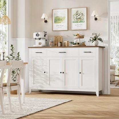 HORSTORS 55" W Buffet Cabinet with Storage, Kitchen Storage Cabinet, White